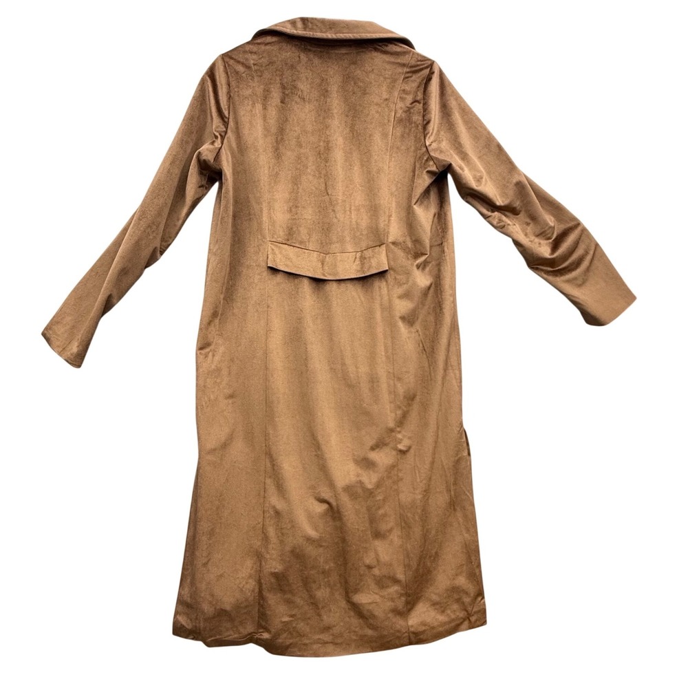 Listicle Faux Suede Long Trench Coat Camel Tan Boho Western Duster Jacket Small - Picture 4 of 14